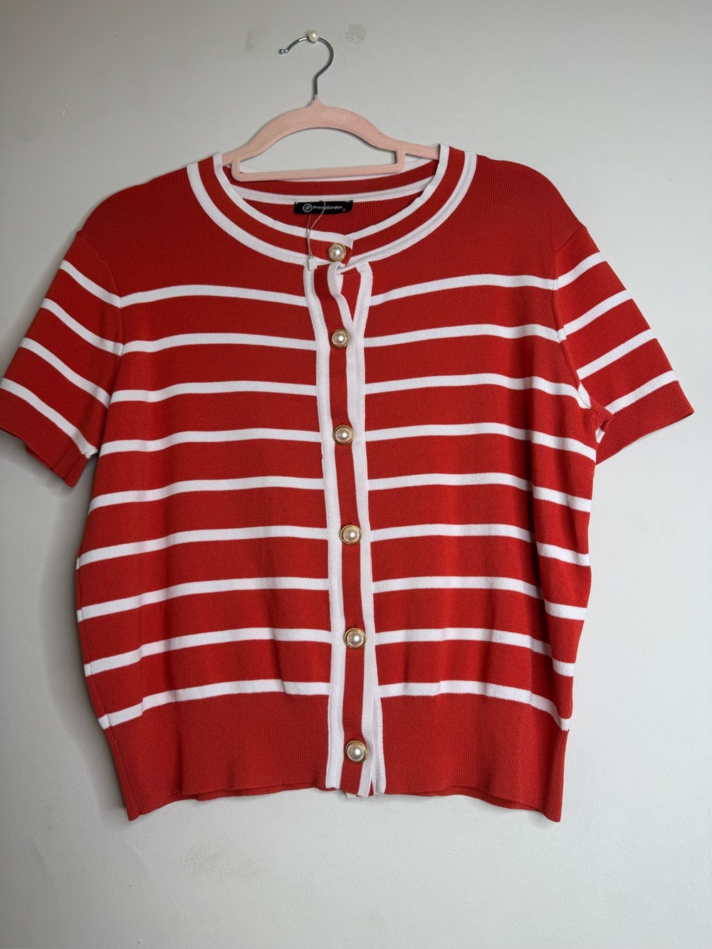 Classic Red & White Stripe Button-Front Top